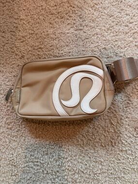 Lululemon Beige Belt Bag with White Logo
